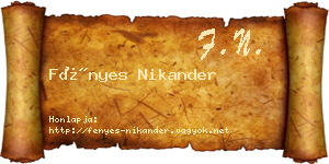 Fényes Nikander névjegykártya